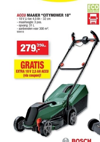 Hubo Accu maaier “citymower 18” aanbieding