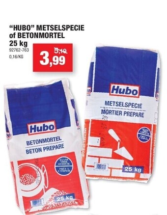 Hubo “hubo” metselspecie of betonmortel 25 kg aanbieding