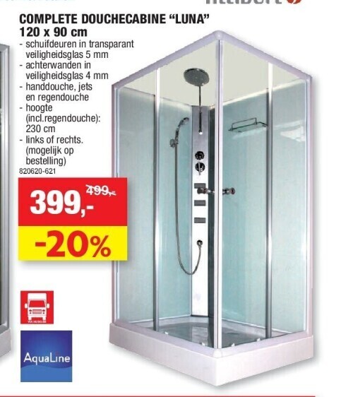 Complete douchecabine “luna” 120 x 90 cm promotie bij Hubo