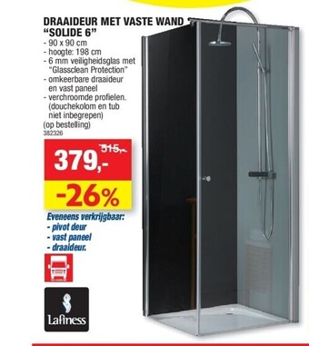 Hubo Draaideur met vaste wand “solide 6” aanbieding