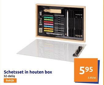 Action Schetsset in houten box aanbieding
