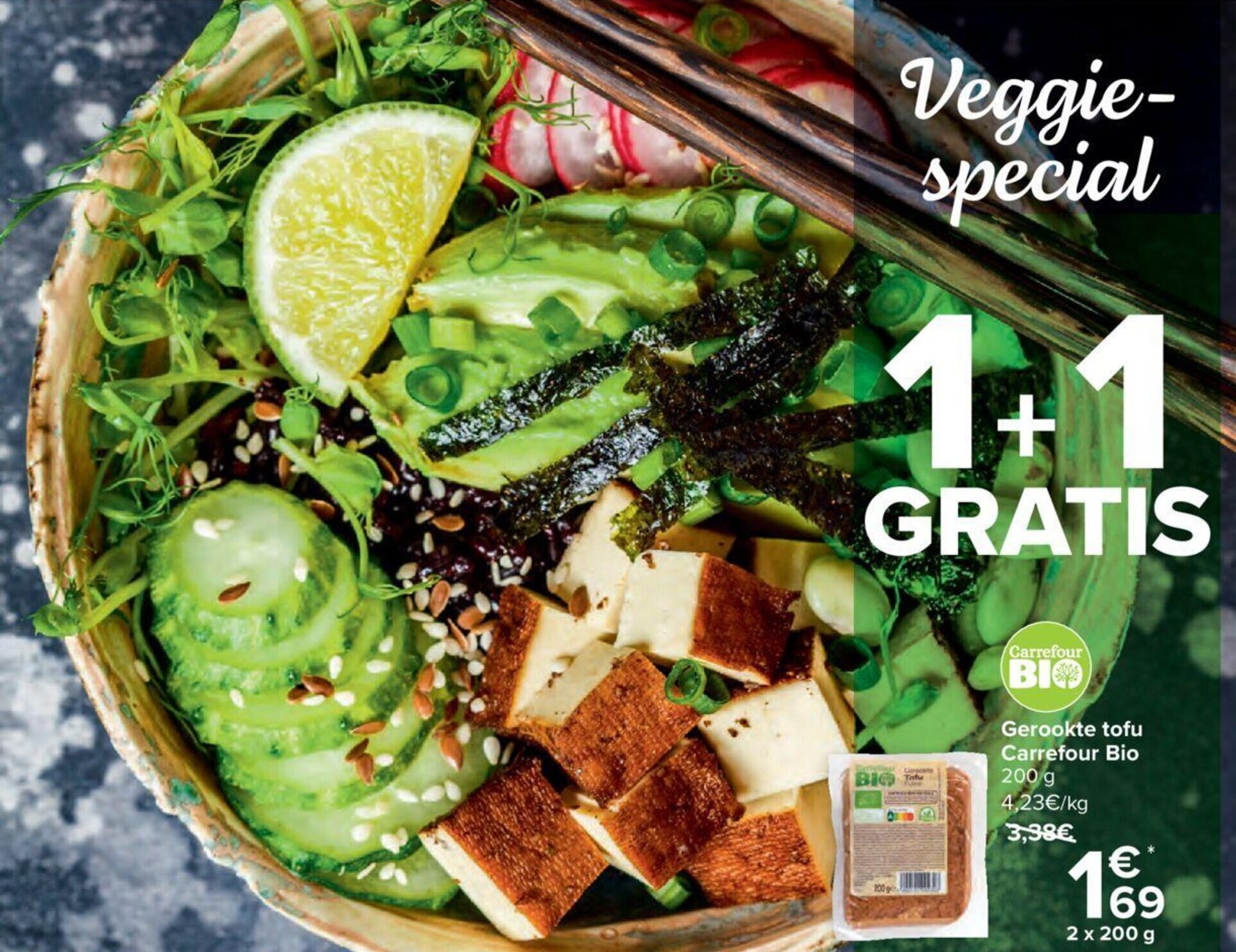 Gerookte tofu 200g promotie bij Carrefour Market