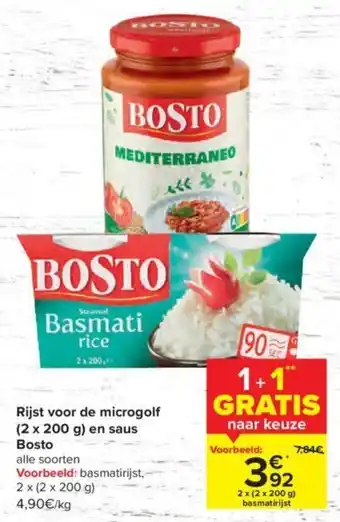 Bosto rijst voor de microgolf (2 x 200g) en saus