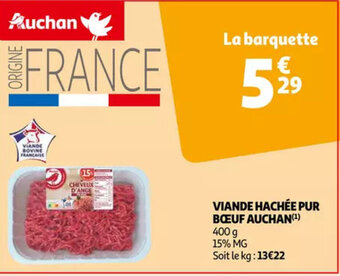 Auchan Viande hachee pur boeuf 400g aanbieding