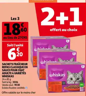 Auchan Whiskas Sachets fraicheur repas classique en sauce pour chat adulte 4 varietes 24 x 85g aanbieding