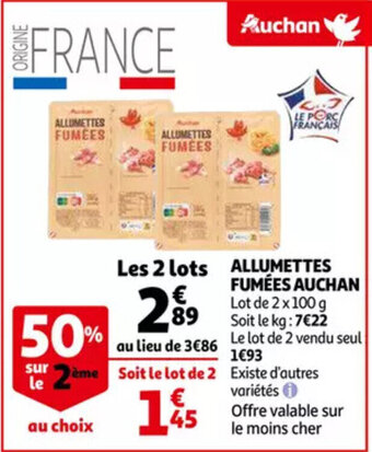 Auchan Allumettes fumees 2 x 100g aanbieding