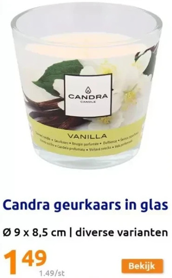 Action Candra geurkaars in glas aanbieding