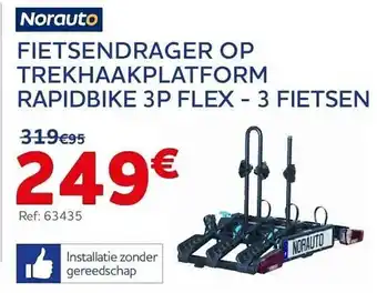 Norauto fietsendrager op trekhaakplatform rapidbike 3p flex - 3 fietsen