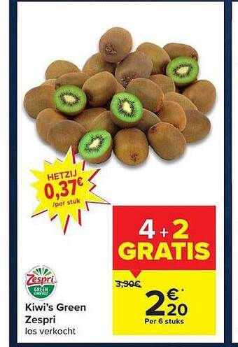 Carrefour Market Kiwi's green zespri aanbieding