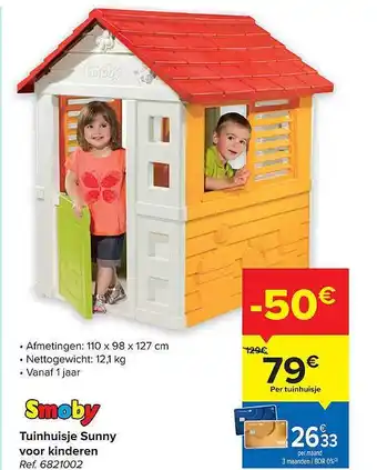 Hyper Carrefour Smoby tuinhuisje sunny voor kinderen aanbieding