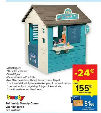 Hyper Carrefour Smoby tuinhuisje sweety corner voor kinderen aanbieding