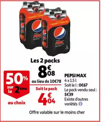 Auchan Pepsi max 4 x 1,5 L aanbieding
