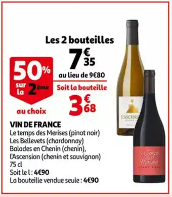 Auchan Vin de France 75 cl, 2 bouteilles aanbieding