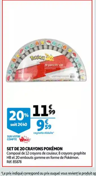Auchan Pokemon set de 20 crayons aanbieding