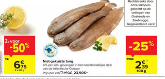 Carrefour Niet-gekuiste tong 100g aanbieding