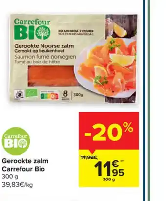 Carrefour Gerookte zalm 300g aanbieding