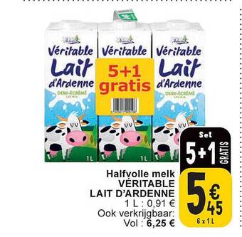 Halfvolle melk véritable lait d'ardenne