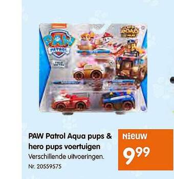 Fun Paw patrol aqua pups & hero pups voertuigen aanbieding