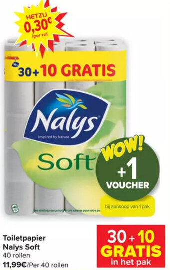 Carrefour Nalys Soft Toiletpapier 40 Rollen aanbieding