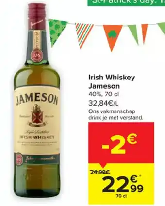 Carrefour Jameson Irish Whiskey 40% 70cl aanbieding