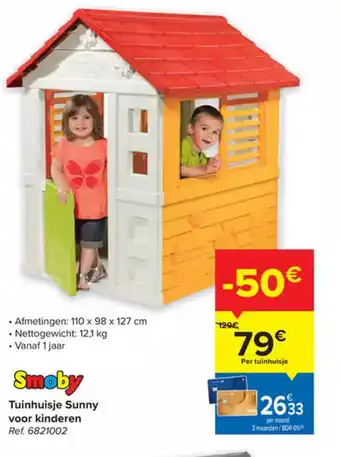 Carrefour Smoby Tuinhuisje Sunny voor Kinderen 6821002 aanbieding