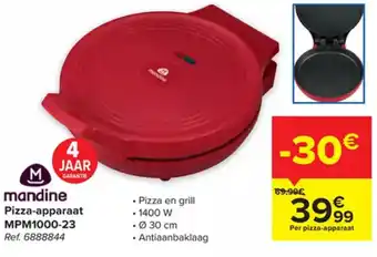 Carrefour Mandine Pizza-Apparaat 1400W MPM1000-23 Ref.888844 aanbieding