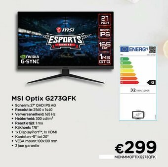 CompuDeals MSI Optix G273QFK aanbieding