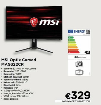 CompuDeals MSI Optix Curved MAG322CR aanbieding