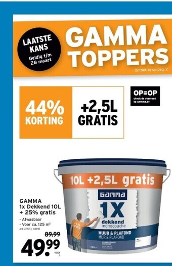 GAMMA Gamma 1x dekkend 10l + 25% gratis aanbieding