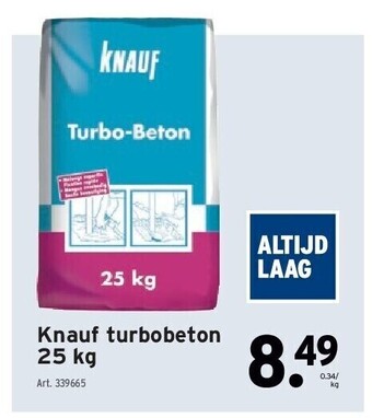 GAMMA Knauf turbobeton 25 kg aanbieding