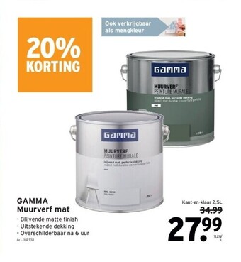 GAMMA Gamma muurverf mat aanbieding