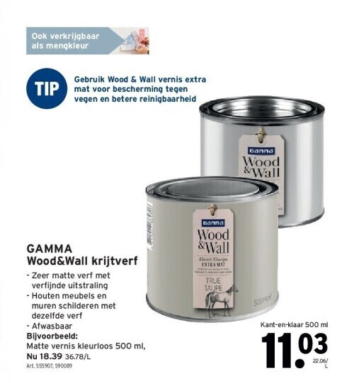 Gamma wood&wall krijtverf promotie bij GAMMA