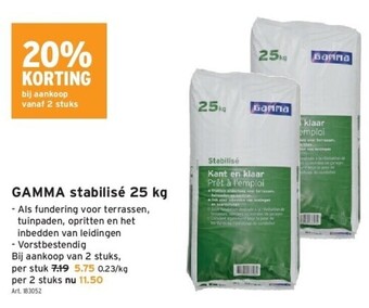 GAMMA Gamma stabilisé 25 kg aanbieding