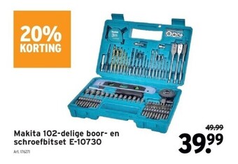 GAMMA Makita 102-delige boor- en schroefbitset e-10730 aanbieding