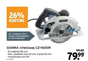 GAMMA Gamma cirkelzaag cz-1600w aanbieding