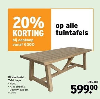 GAMMA Tafel lugo aanbieding