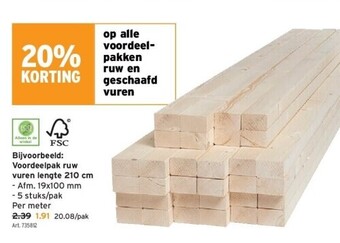 GAMMA Voordeelpak ruw vuren lengte 210 cm aanbieding
