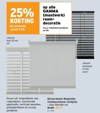 GAMMA Rolgordijn lichtdoorlatend, lichtgrijs - afm. 90x190 cm aanbieding
