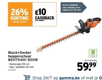 GAMMA Black+decker heggenschaar behts401 500w aanbieding