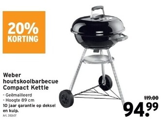 GAMMA Weber houtskoolbarbecue compact kettle aanbieding