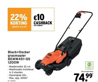 GAMMA Black+decker grasmaaier bemw451-qs 1200w aanbieding