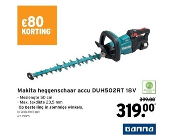 GAMMA Makita heggenschaar accu duh502rt 18v aanbieding