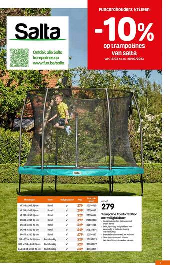 Fun Trampoline comfort edition met veiligheidsnet aanbieding