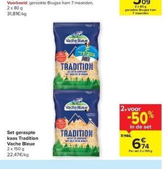 Carrefour Set geraspte kaas tradition vache bleue aanbieding
