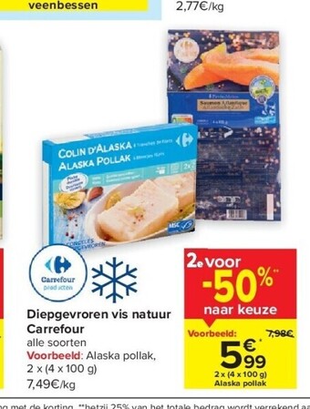 Carrefour Diepgevroren vis natuur aanbieding