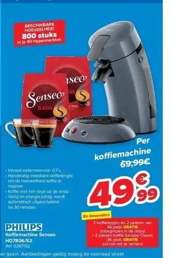Carrefour Koffi emachine senseo hd7806/52 aanbieding