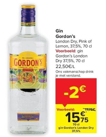 Carrefour Gin gordon’s aanbieding