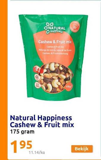 Action Natural happiness cashew & fruit mix aanbieding
