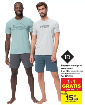 Carrefour Shortama met print voor heren aanbieding