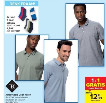 Carrefour Jersey polo voor heren aanbieding